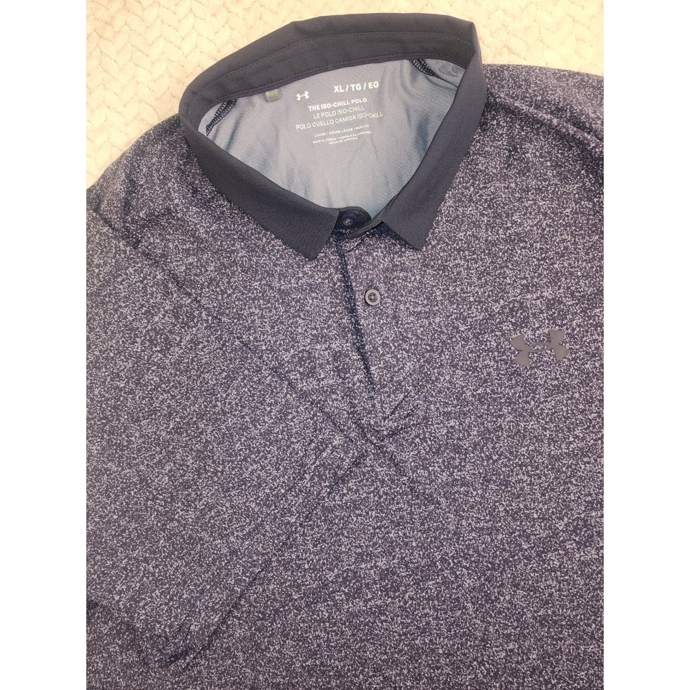 Under Armour Polo Shirt Mens XL Heather Iso Chill Navy‎ Blue